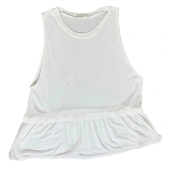 Aritzia Wilfred Babydoll Top Peplum Ruffle hem Sleeveless White Size XS - Picture 2 of 8